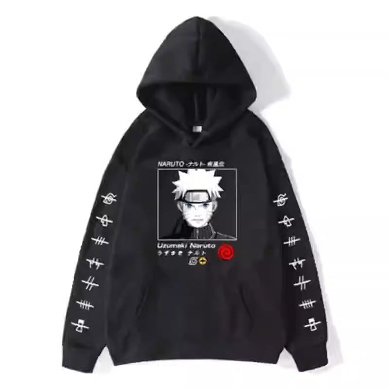 Japanese anime Naruto hoodie, large size Naruto whirlpool print hoodie, hoodie