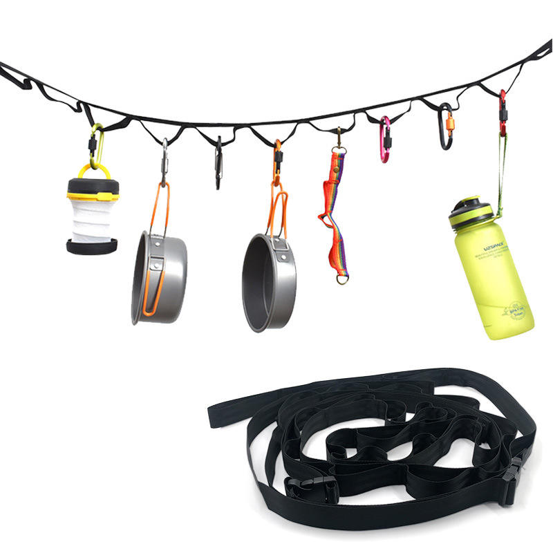Outdoor camping tent storage rope with 19 hook hangers