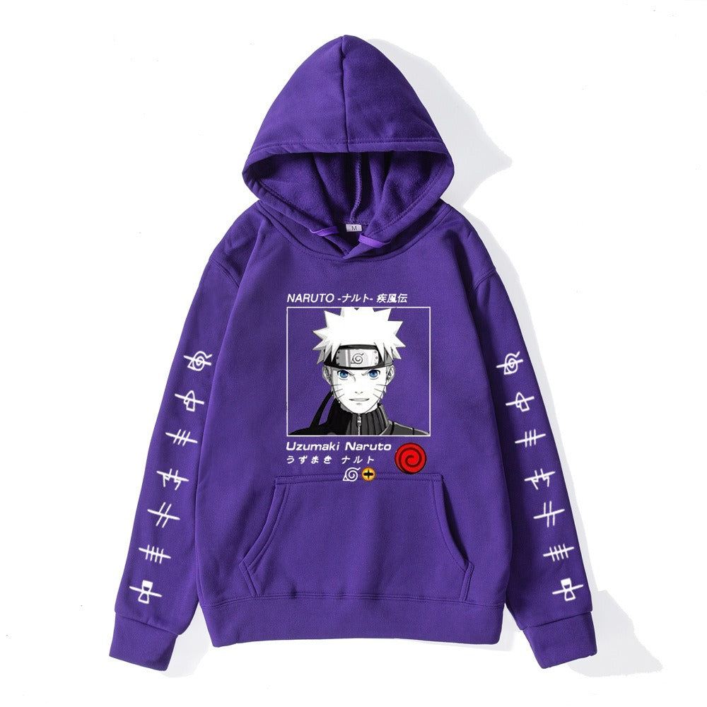 Japanese anime Naruto hoodie, large size Naruto whirlpool print hoodie, hoodie