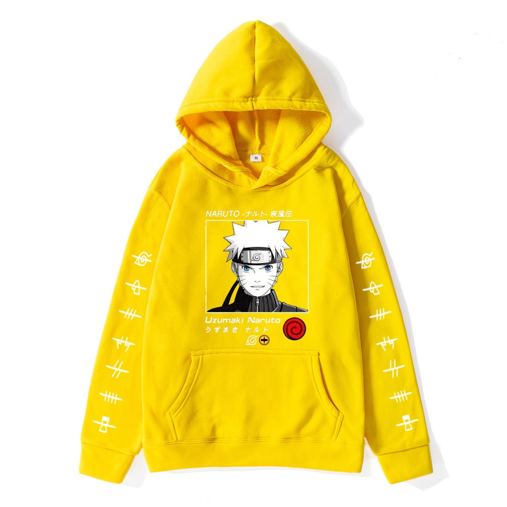 Japanese anime Naruto hoodie, large size Naruto whirlpool print hoodie, hoodie