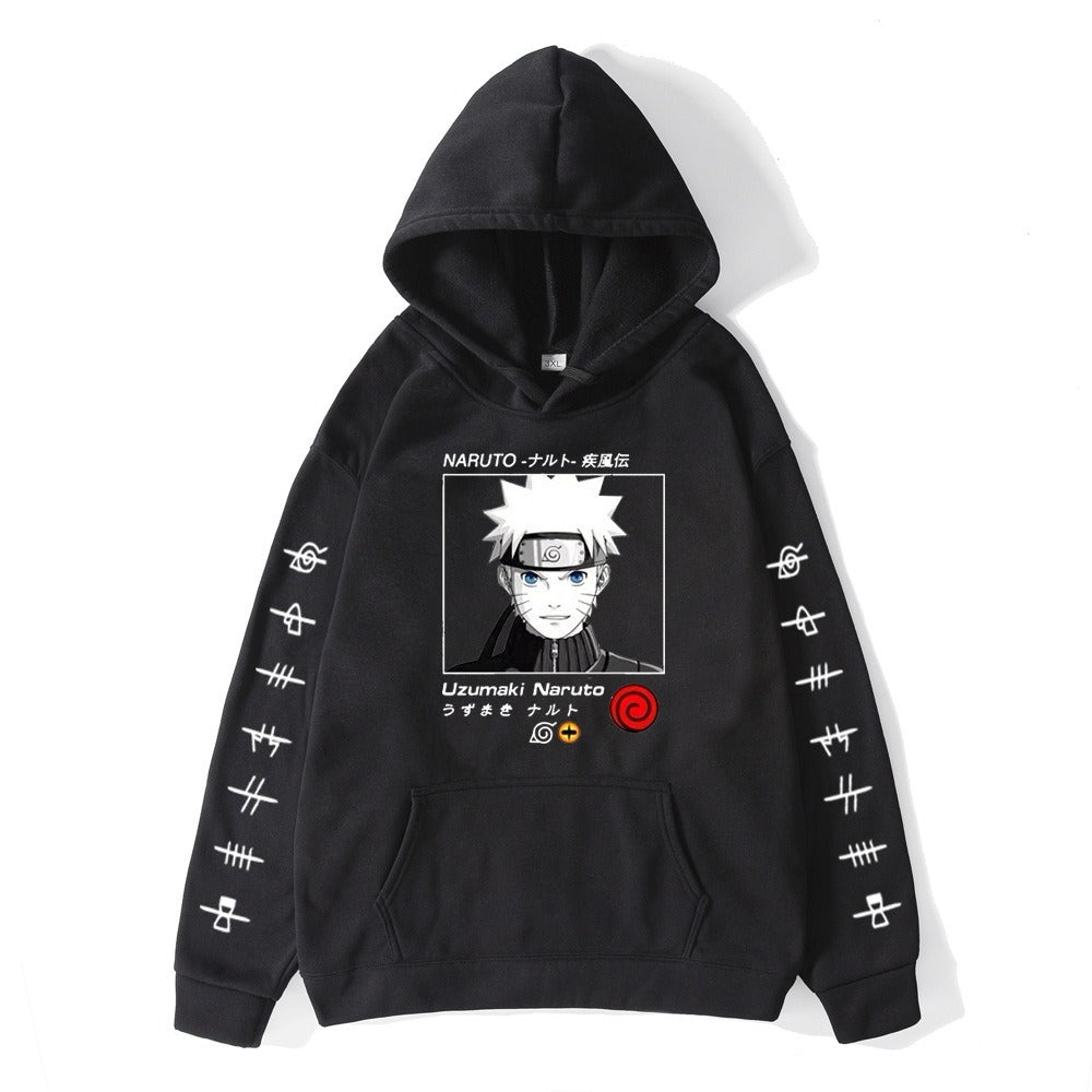Japanese anime Naruto hoodie, large size Naruto whirlpool print hoodie, hoodie