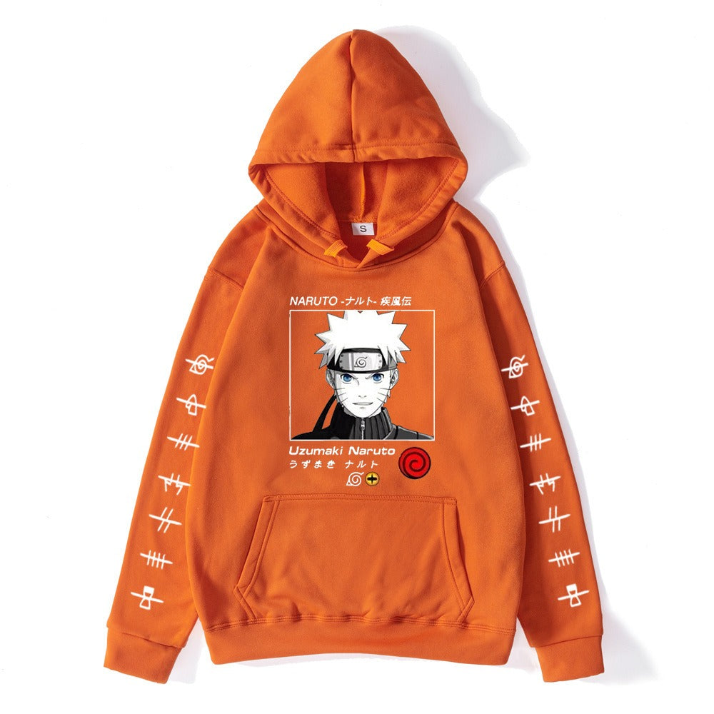 Japanese anime Naruto hoodie, large size Naruto whirlpool print hoodie, hoodie