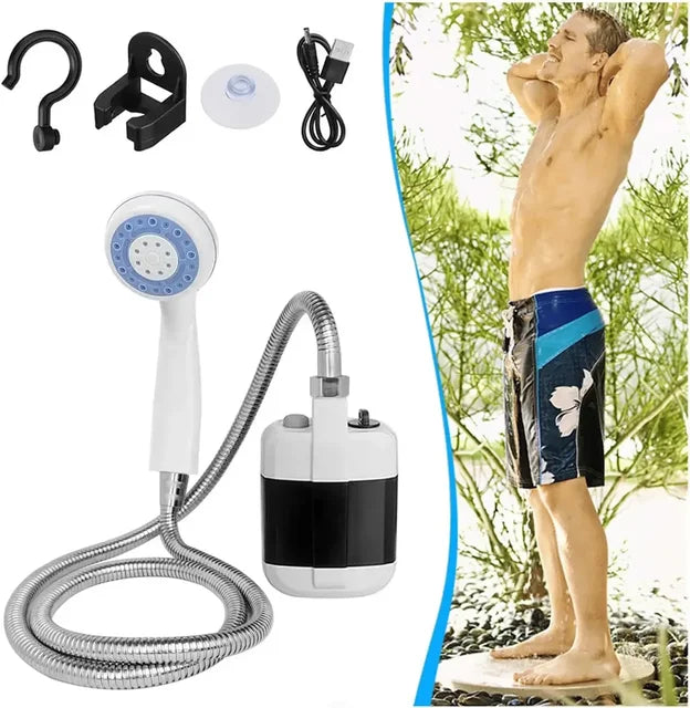 Portable Camping Shower Outdoor USB Rechargeable Electric Shower Pump for Camping Car Washing Gardening Pet Cleaning