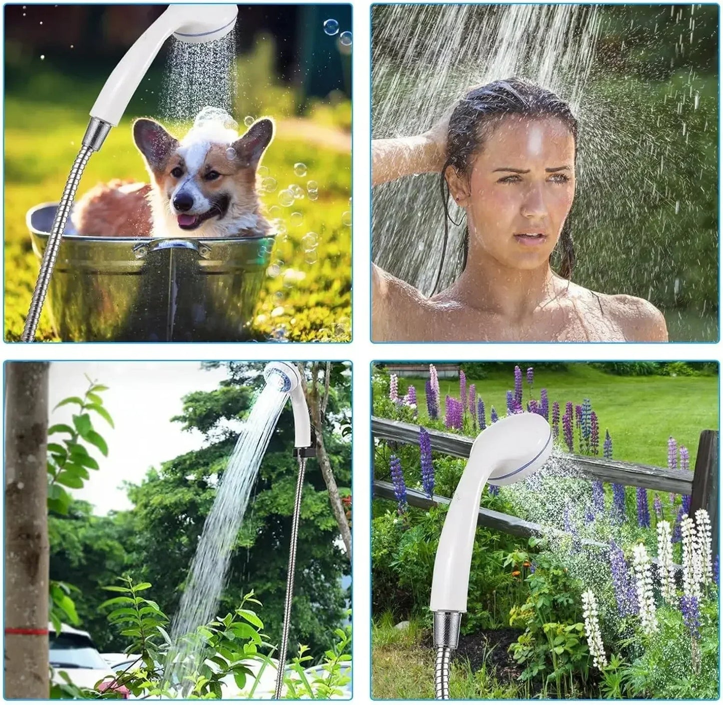 Portable Camping Shower Outdoor USB Rechargeable Electric Shower Pump for Camping Car Washing Gardening Pet Cleaning