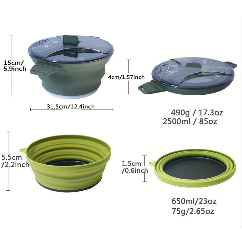 Foldable Pot with 2 foldable bowls
