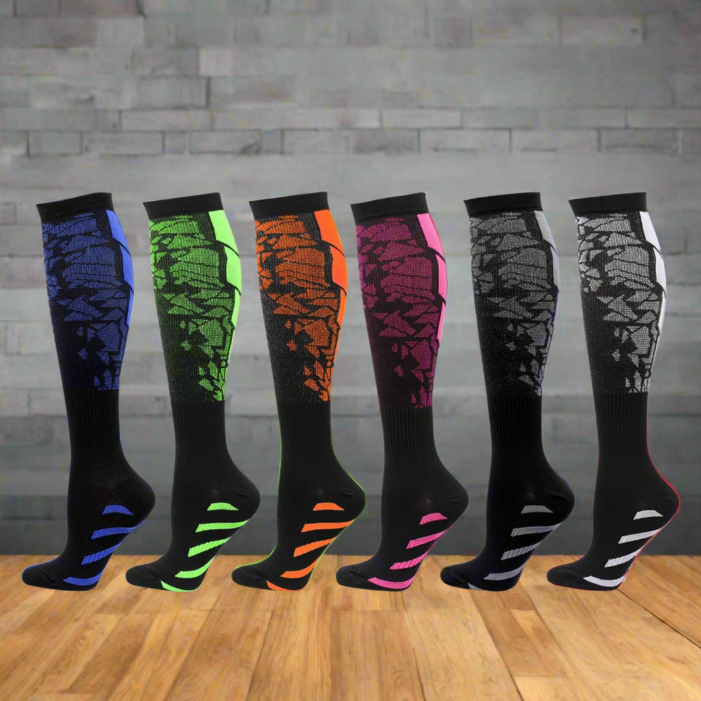 Pressure Socks Set with Black Heart Shaped Calf Socks and Heart Shaped Running Socks