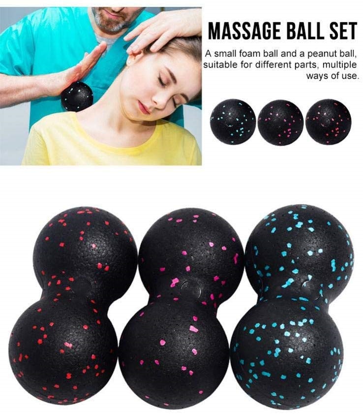 2Pc Peanut Fitness Massage Ball Set Double Lacrosse Mobility Ball for Myofascial Physical Therapy Deep Tissue Massage