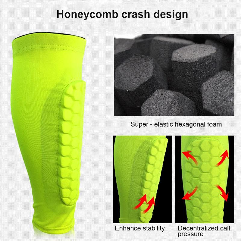 1PCS Football Shin Guards Protector Soccer Honeycomb Anti-crash Leg Calf Compression Sleeves Cycling Running shinguards