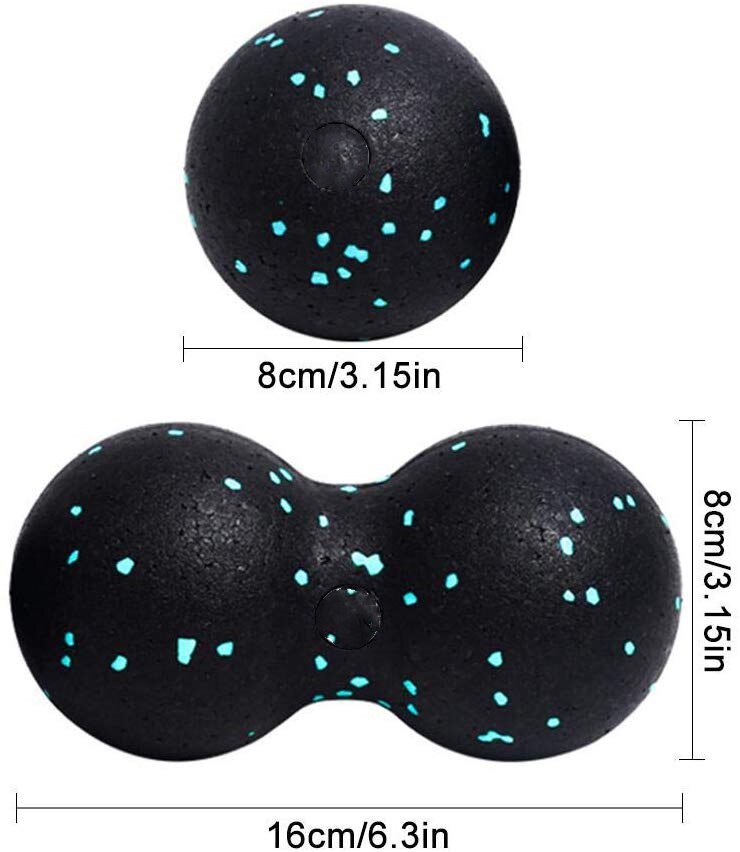 2Pc Peanut Fitness Massage Ball Set Double Lacrosse Mobility Ball for Myofascial Physical Therapy Deep Tissue Massage