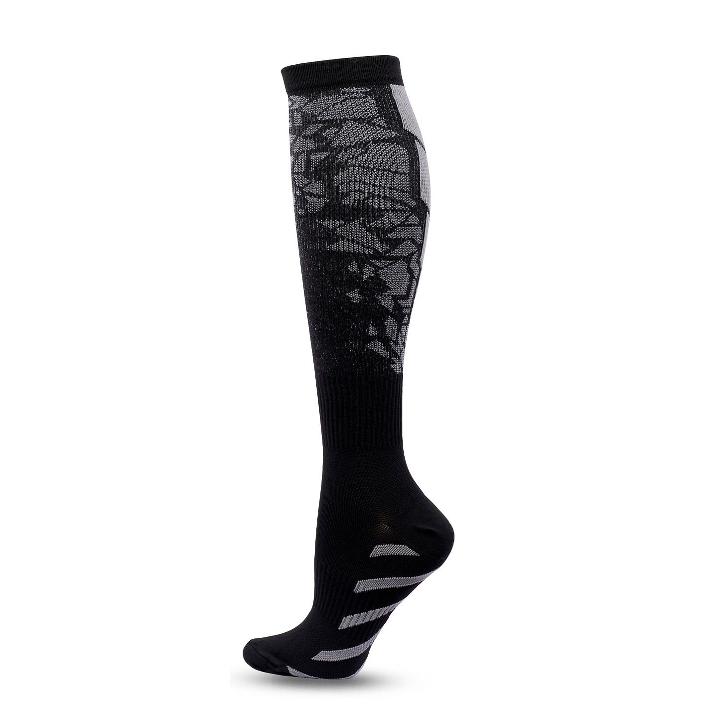 Pressure Socks Set with Black Heart Shaped Calf Socks and Heart Shaped Running Socks