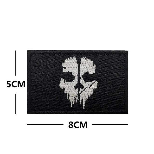 Call of Duty Patches Ghost Mask Skull Embroidered Patches on Clothes Military Tactical Morale Hook and Loop Badges Appliques