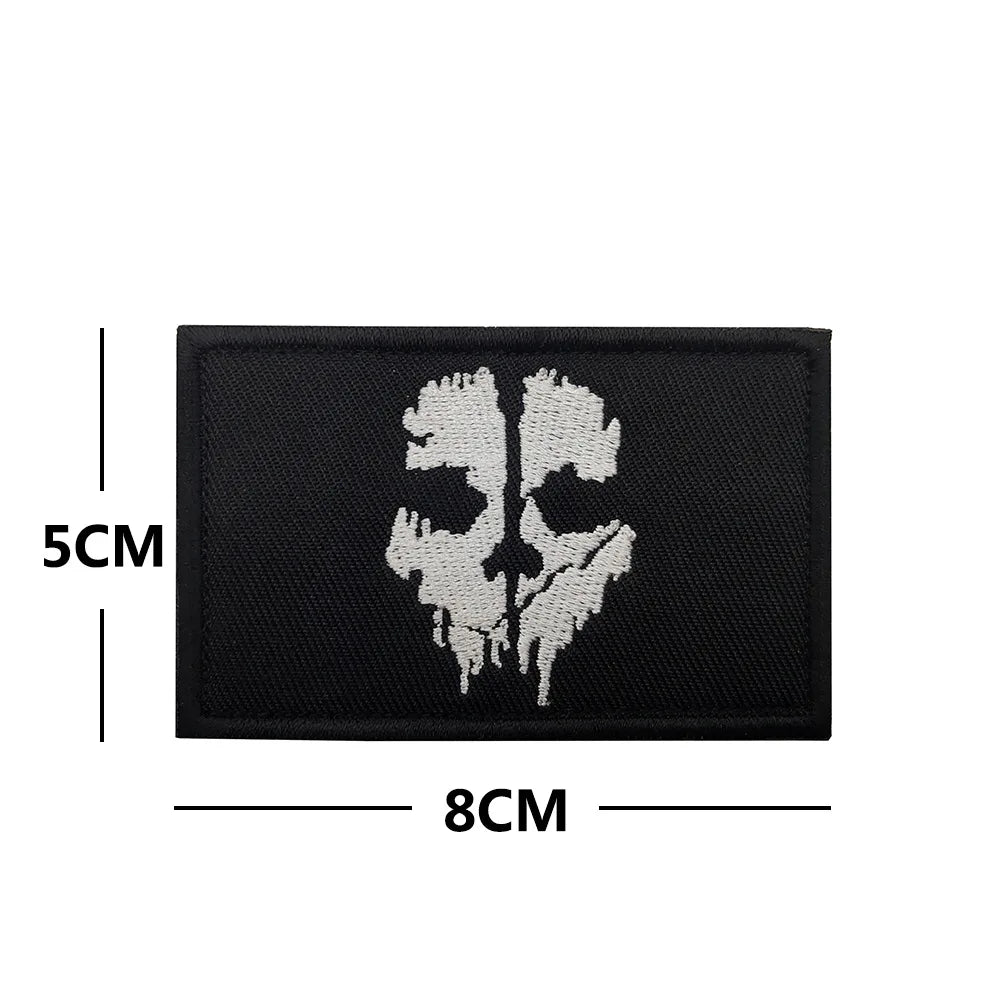 Call of Duty Patches Ghost Mask Skull Embroidered Patches on Clothes Military Tactical Morale Hook and Loop Badges Appliques