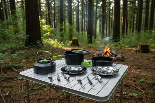 Outdoor Portable Camping Cookware With 2 sets of Tableware