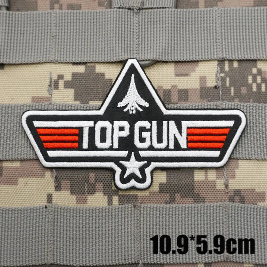 MOVIE Top Gun Military Tactical Embroidered Patches Armband Backpack Badge with Hook Backing for Clothing