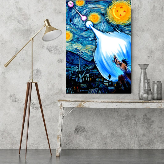 Abstract Dragon Ball  Anime Posters - Van Gogh's Starry Night Canvas