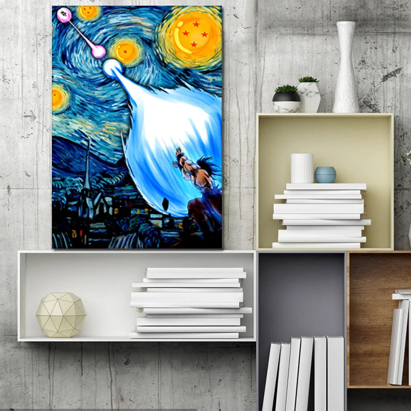 Abstract Dragon Ball  Anime Posters - Van Gogh's Starry Night Canvas