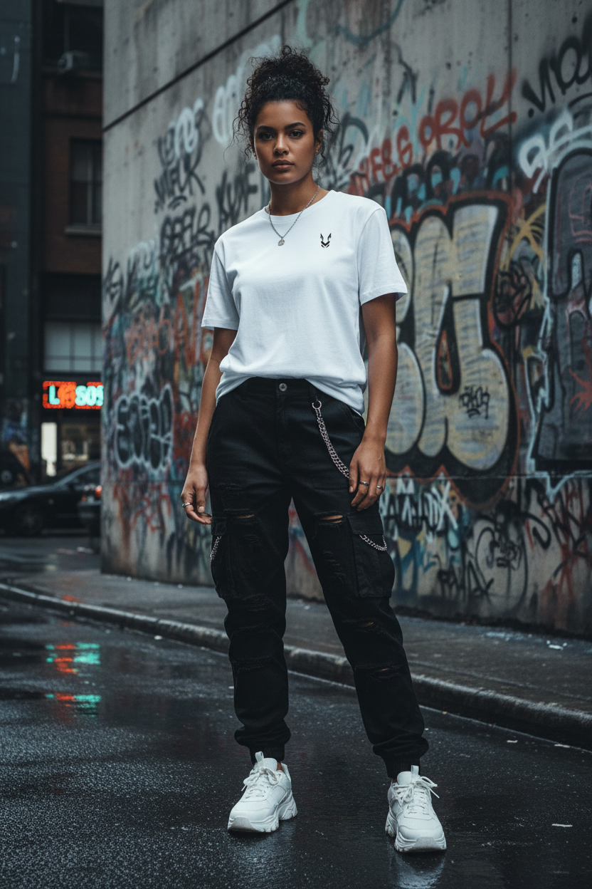 Female model front view streetwear