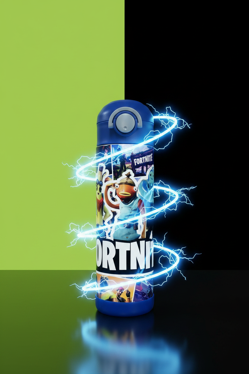 Fortnite Blue Bottle - Lime Green & Black Vibrant Background