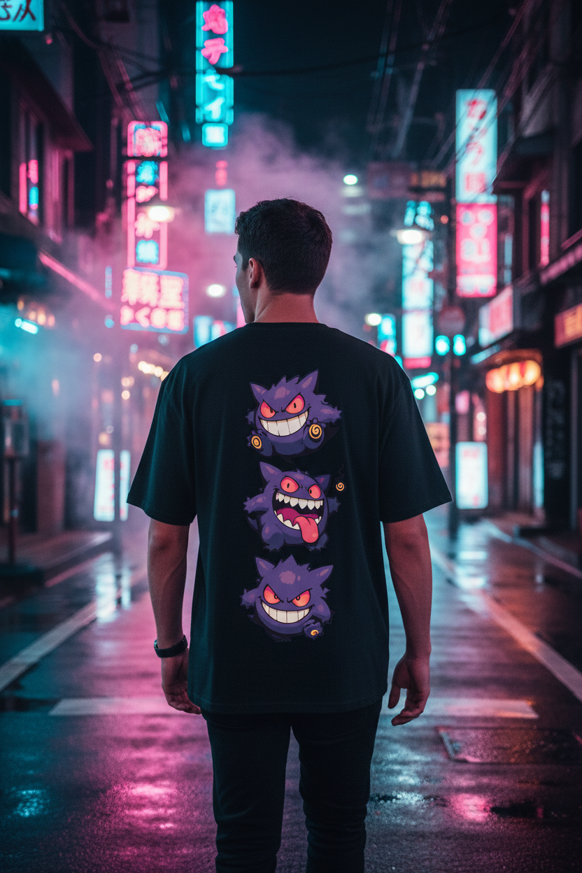 Gengar Backprint Tee – Male Model