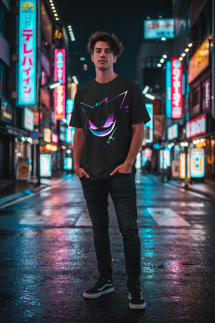 Gengar Tee – Male Model Neon Tokyo