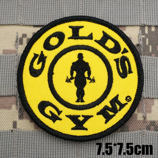 gold gym  Fitness Weightlifting Military Tactical Embroidered Patches Armband Backpack Badge with Hook Backing for Clothing