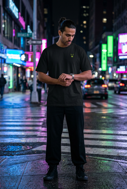 Man at crosswalk, front view