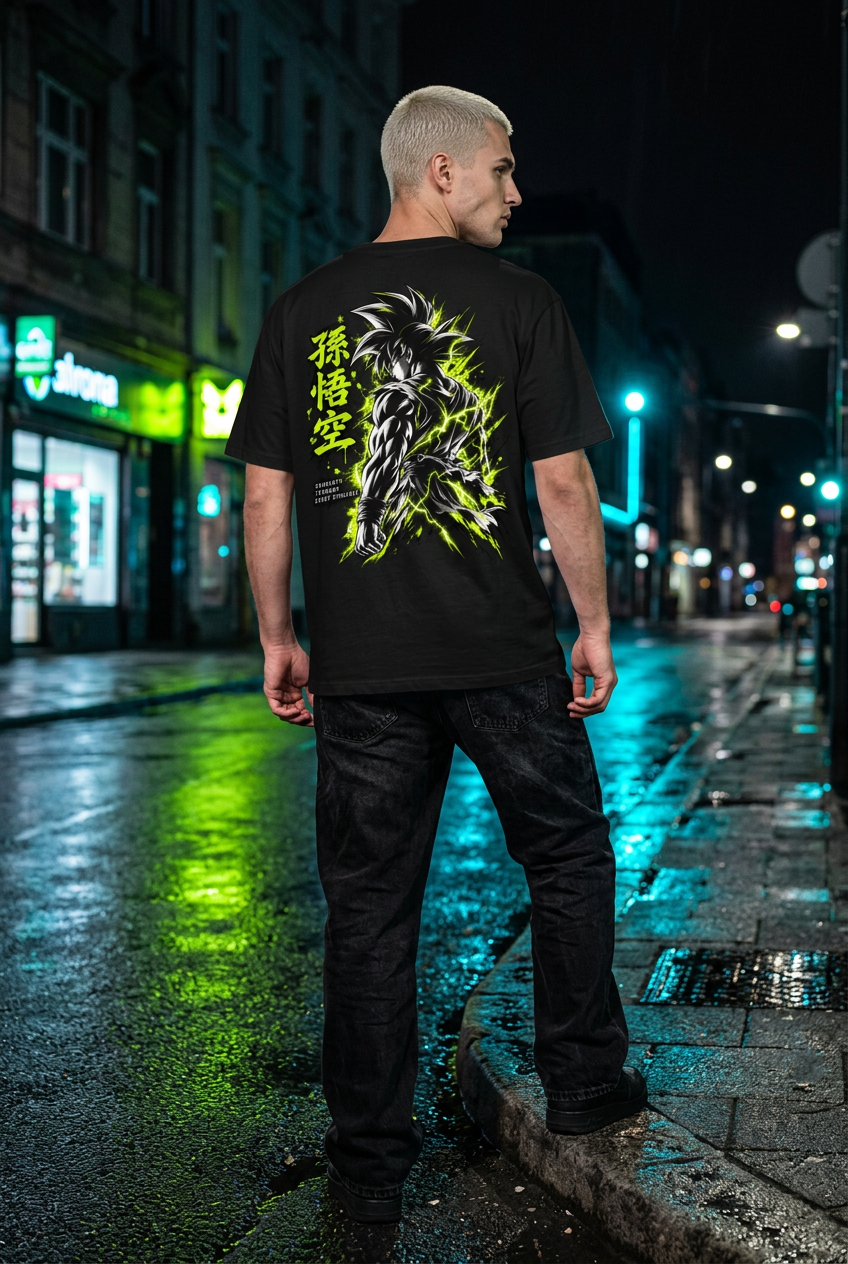 Man on curb, back design