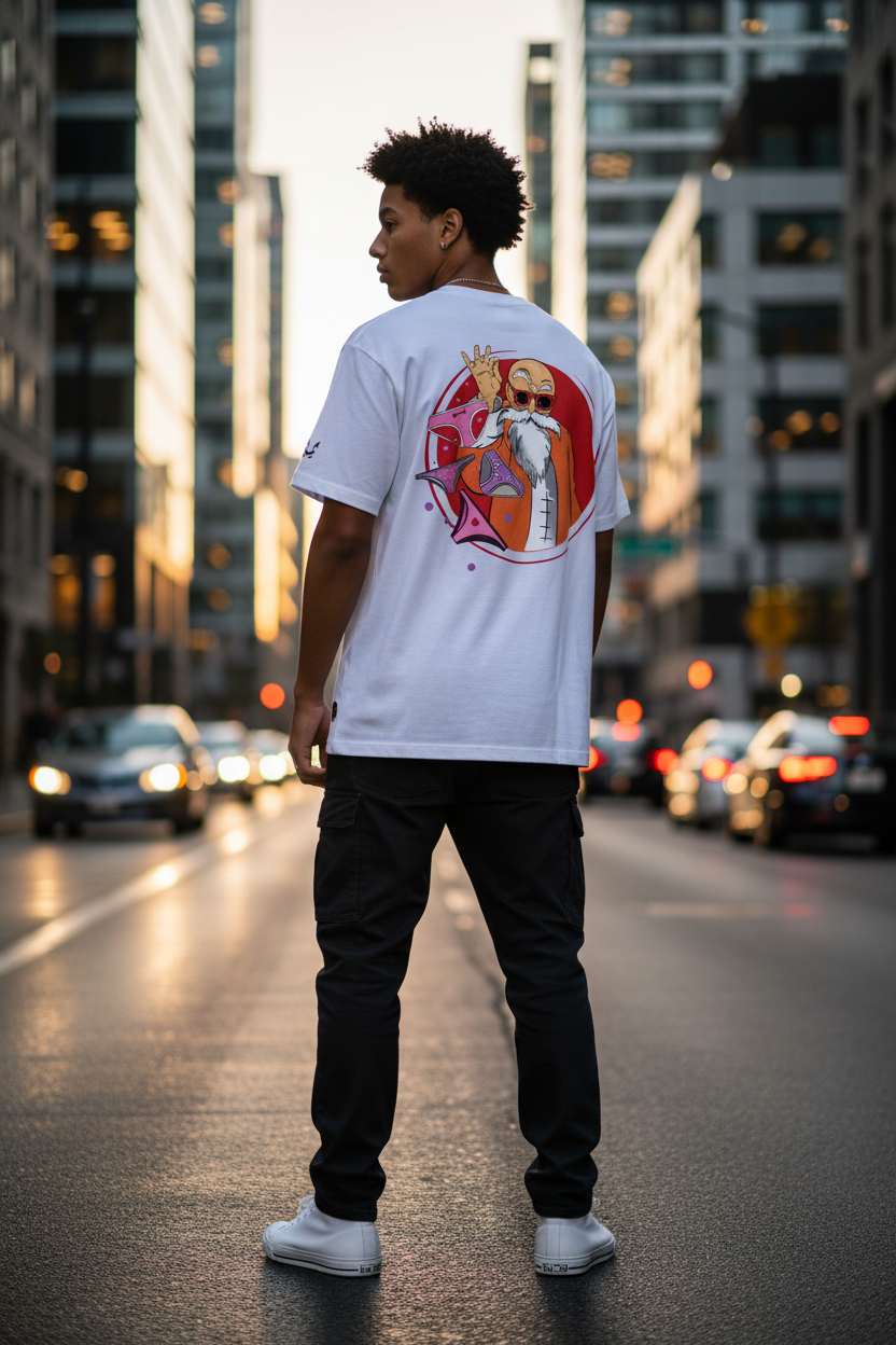 Master Roshi Tee – Back View Street Style
