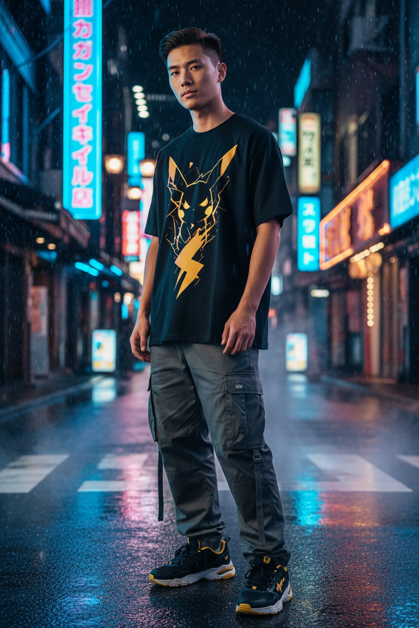Pikachu Gold Tee – Male Model