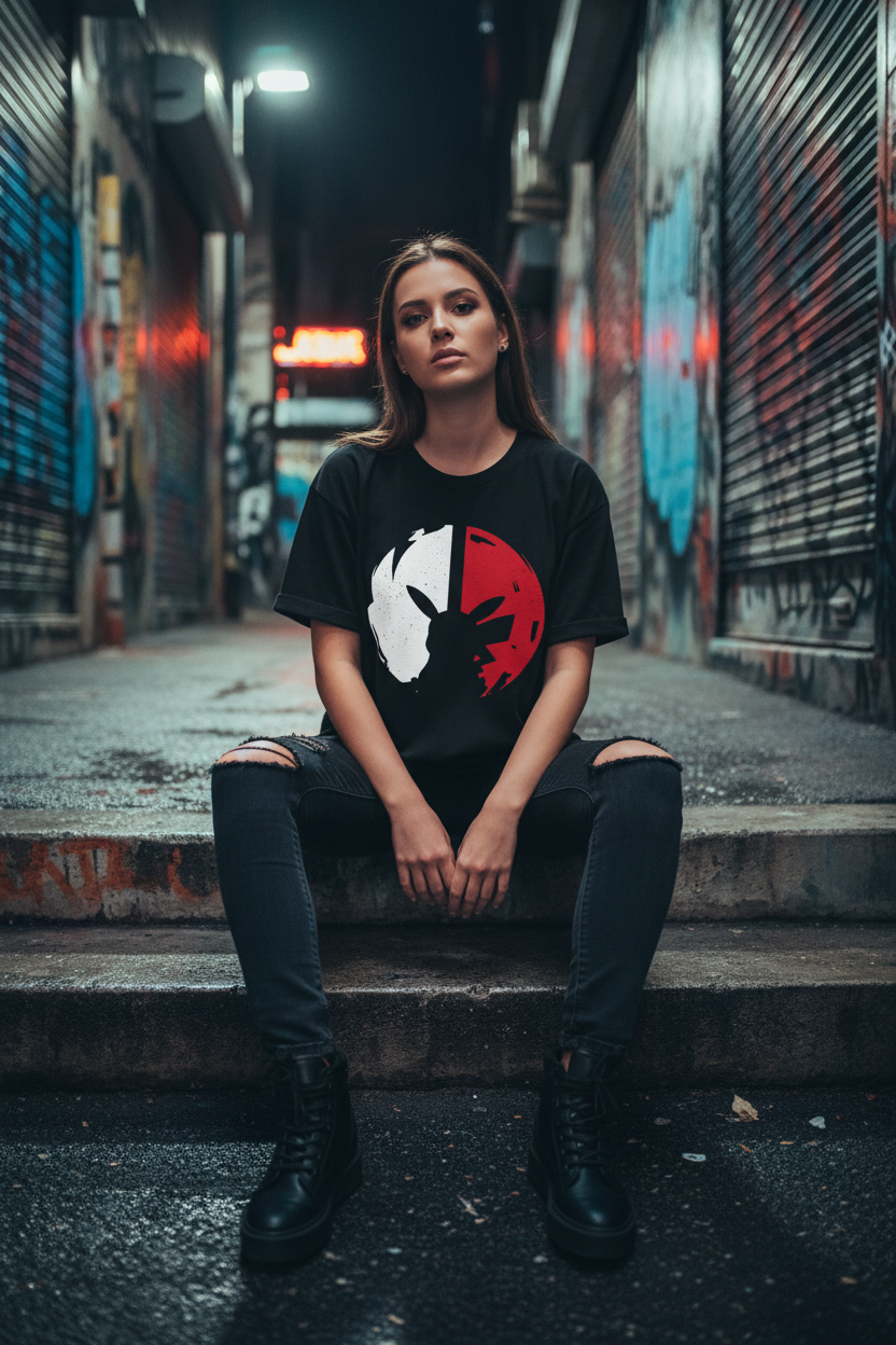 Pokemon Pikachu Black Tee – Female Model Alleyway