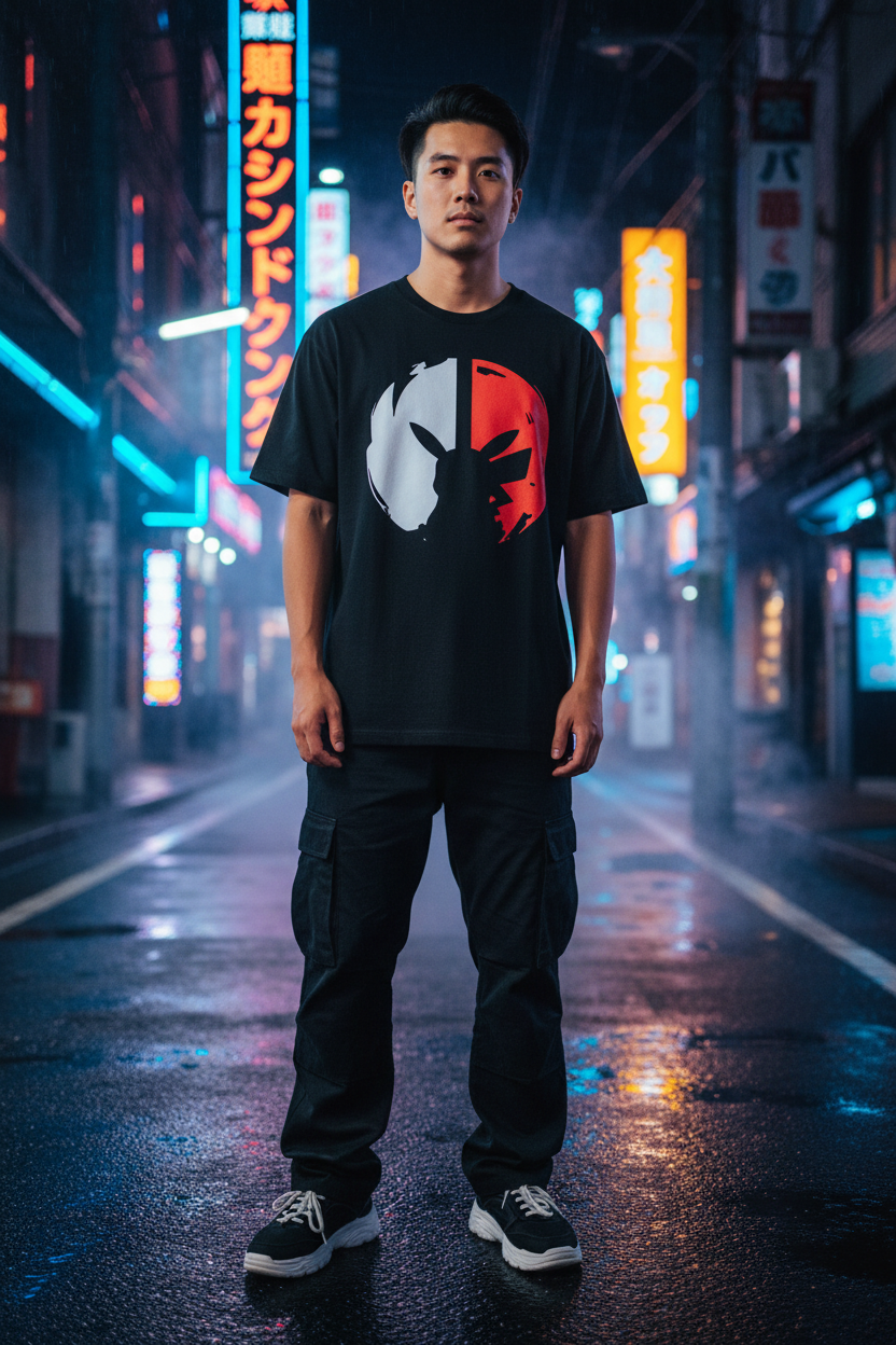 Pokemon Pikachu Black Tee – Neon Tokyo Street