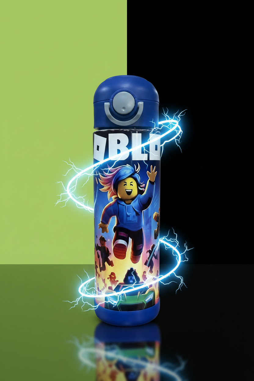 Roblox Blue Bottle - Lime Green & Black Vibrant Background