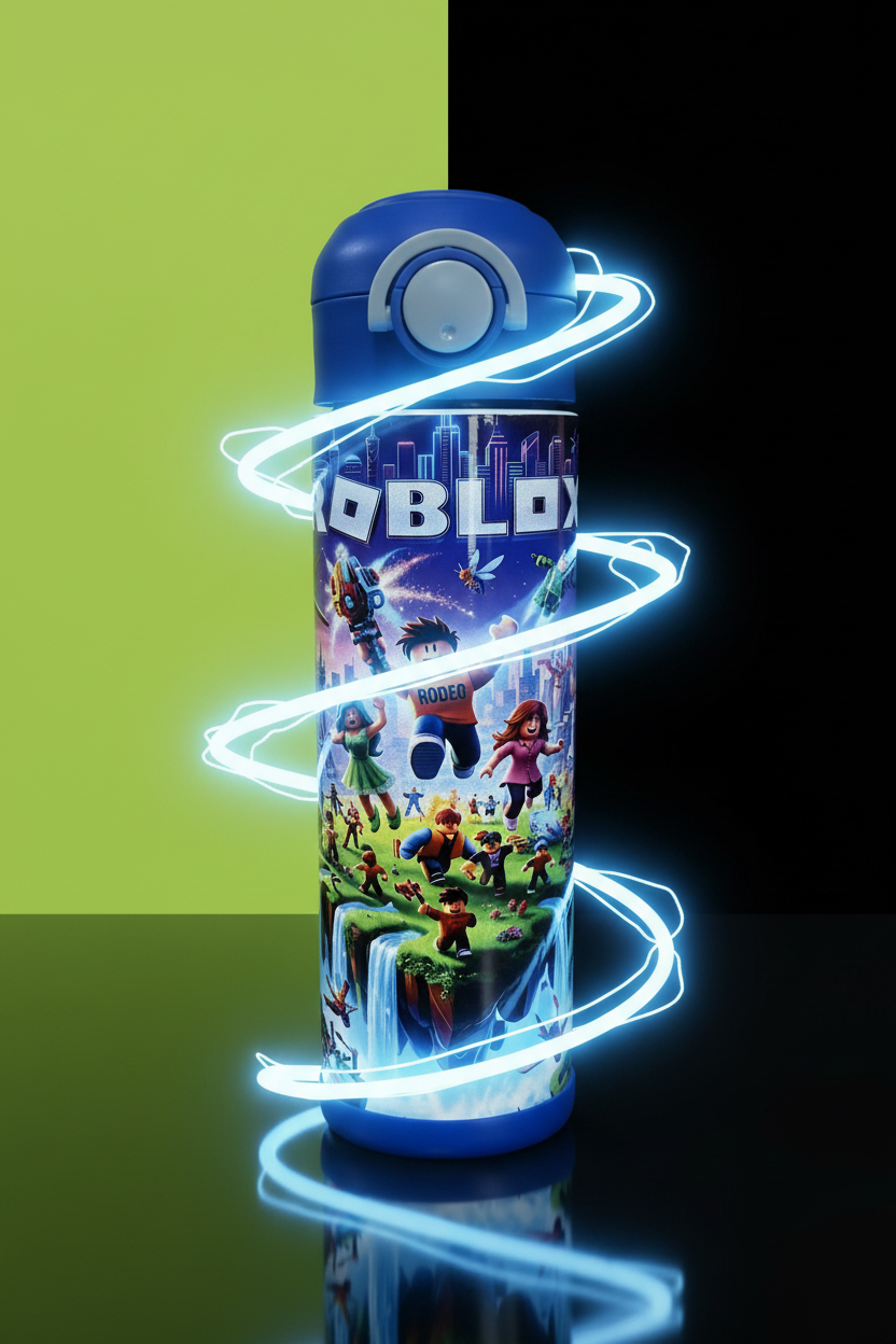 Roblox Rodeo Bottle - Lime Green & Black Vibrant Background