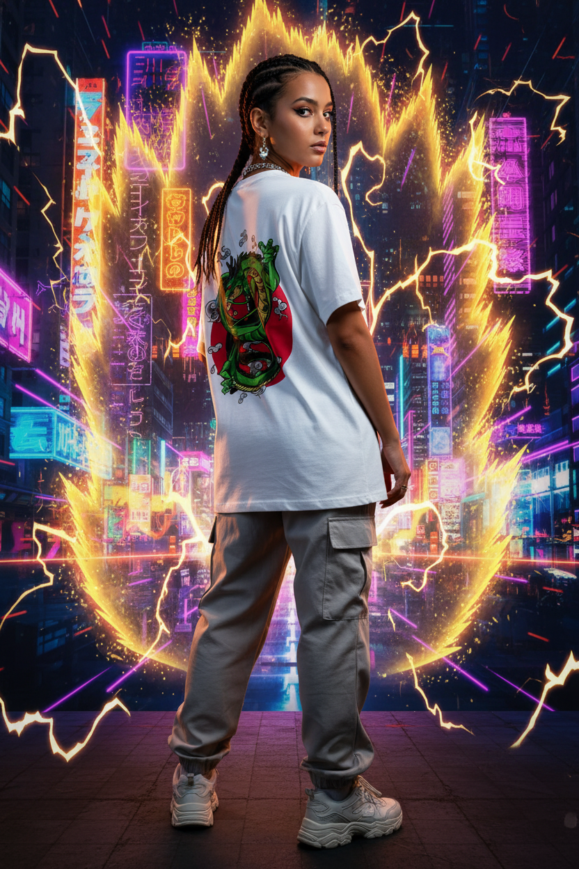 Shenron Drop - Female Model White Tee